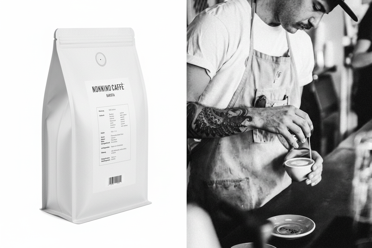 Barista 0.5kg sw - weißer Hintergrund, um Längsachse gedreht