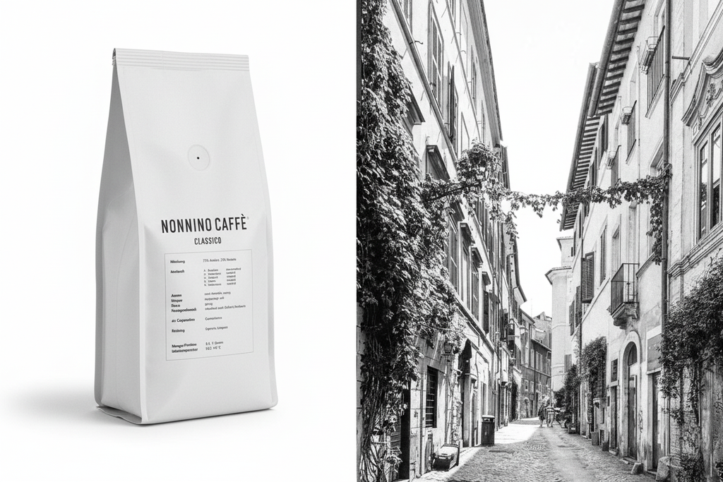 Nonnino Caffè Classico - versetzt angeordnet mit weißem Hintergrund
