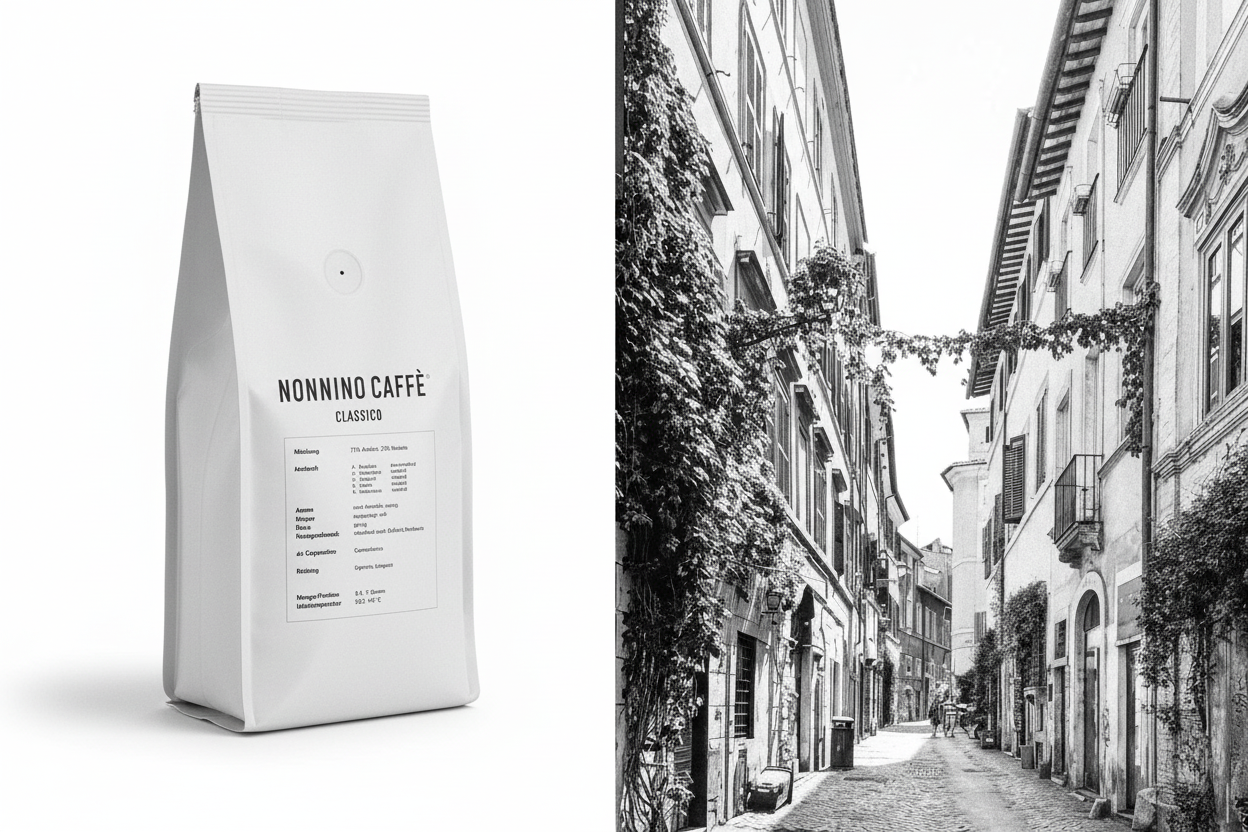 Nonnino Caffè Classico - versetzt angeordnet mit weißem Hintergrund